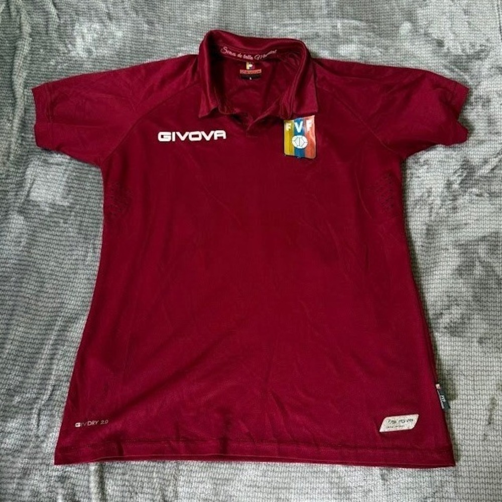 Givova Venezuela FVF Soccer Jersey Mens Large Burgundy Marco #06 GIVDRY 2.0 Polo